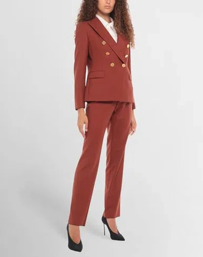 Tagliatore 02-05 Woman Suit Rust Size 10 Polyester, Virgin Wool, Elastane In Red