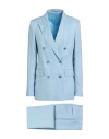 Tagliatore 02-05 Woman Suit Sky Blue Size 4 Linen
