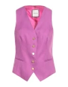Tagliatore 02-05 Woman Tailored Vest Fuchsia Size 8 Linen In Pink