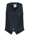 Tagliatore 02-05 Woman Tailored Vest Midnight Blue Size 6 Linen