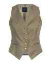 Tagliatore 02-05 Woman Tailored Vest Military Green Size 8 Linen