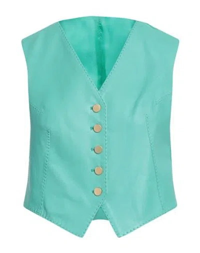 Tagliatore 02-05 Woman Tailored Vest Sage Green Size 4 Lambskin, Cupro