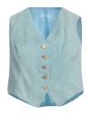 Tagliatore 02-05 Woman Tailored Vest Sky Blue Size 4 Lambskin, Cupro In Blue
