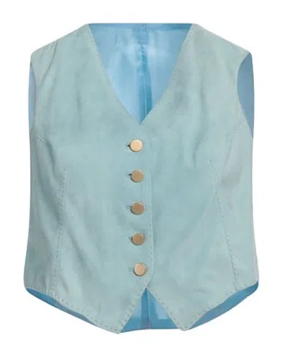 Tagliatore 02-05 Woman Tailored Vest Sky Blue Size 4 Lambskin, Cupro
