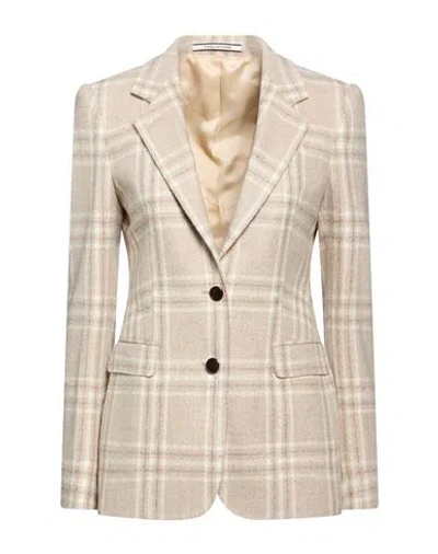 Tagliatore 02-05 Woman Blazer Beige Size 4 Virgin Wool, Silk In Neutral