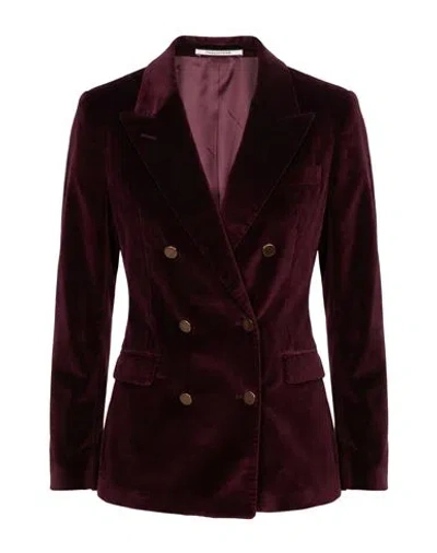 Tagliatore 02-05 Woman Blazer Burgundy Size 10 Cotton, Elastane In Red