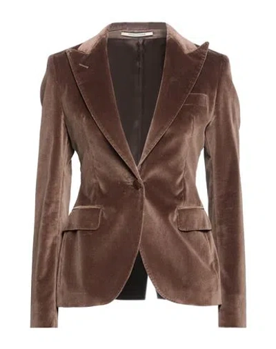 Tagliatore 02-05 Woman Blazer Chocolate Brown Size 4 Cotton, Elastane