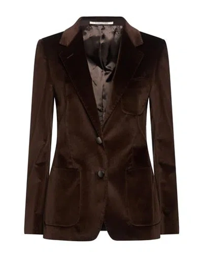 Tagliatore 02-05 Woman Blazer Dark Brown Size 4 Cotton, Elastane