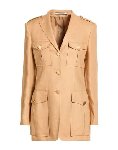 Tagliatore 02-05 Woman Blazer Sand Size 4 Linen In Nude