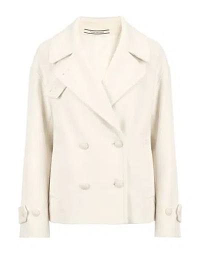 Tagliatore 02-05 Woman Coat Ivory Size 4 Virgin Wool In White