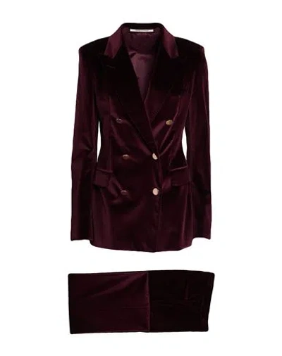 Tagliatore 02-05 Woman Co-ord Burgundy Size 4 Cotton, Elastane In Red