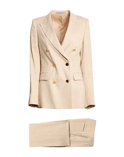 Tagliatore 02-05 Woman Suit Beige Size 8 Viscose, Linen, Polyester In Sand