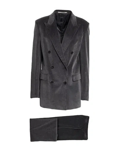 Tagliatore 02-05 Woman Suit Charcoal Size 4 Cotton, Cashmere, Elastane In Gray