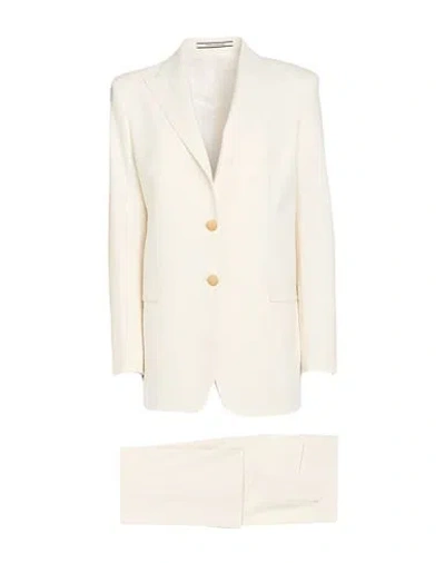 Tagliatore 02-05 Woman Suit Ivory Size 8 Polyester, Virgin Wool, Elastane In Neutral