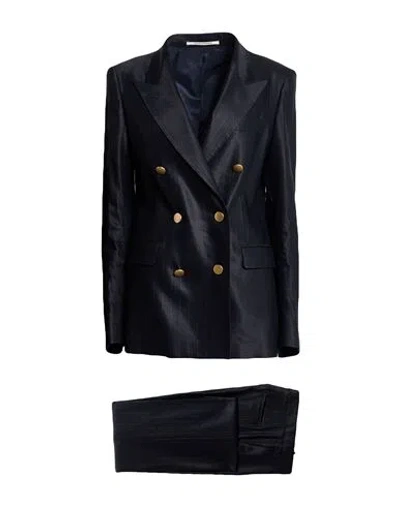 Tagliatore 02-05 Woman Suit Midnight Blue Size 10 Viscose, Linen, Elastane, Polyester