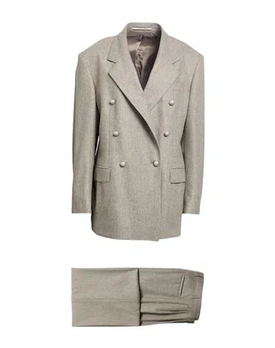 Tagliatore 02-05 Woman Suit Taupe Size 6 Virgin Wool In Gray