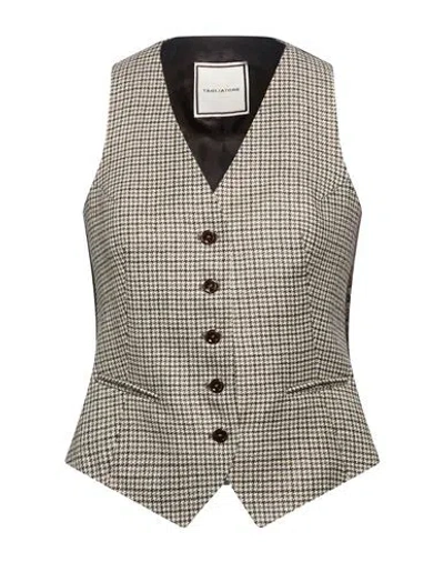 Tagliatore 02-05 Woman Tailored Vest Dark Brown Size 4 Virgin Wool In Multi