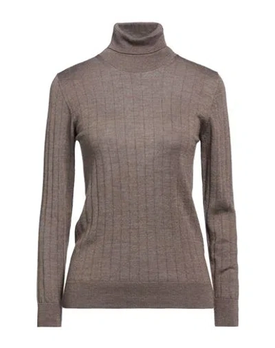 Tagliatore 02-05 Woman Turtleneck Khaki Size 4 Merino Wool, Silk, Cashmere In Brown