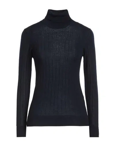 Tagliatore 02-05 Woman Turtleneck Navy Size 4 Merino Wool, Silk, Cashmere In Blue