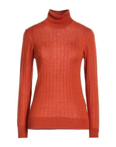 Tagliatore 02-05 Woman Turtleneck Rust Size 4 Merino Wool, Silk, Cashmere In Red