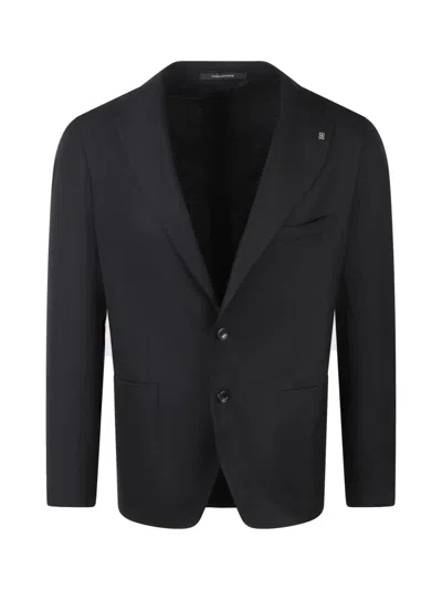 Tagliatore 110s Stretch Virgin Wool Tailored Single-breasted Jacket In Black