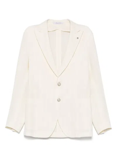 Tagliatore Tailored Viscose Jacket With Notch Lapel In White