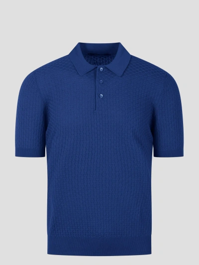 Tagliatore 3d Knit Polo Shirt In Blue
