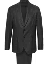 Tagliatore Patterned-jacquard Suit In Grey