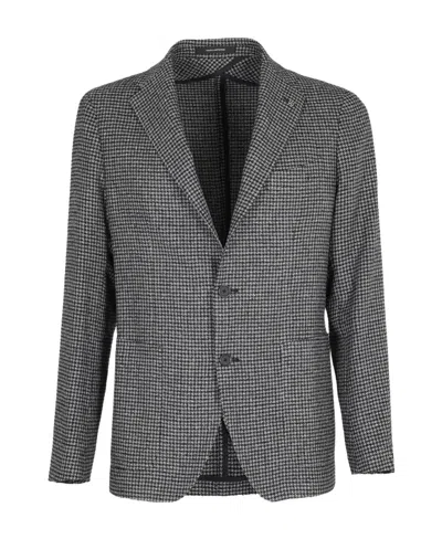Tagliatore Beige/light Blue Patterned Single-breasted Jacket In Multi
