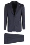 Tagliatore Smoking Suit Vest Satin Lapel In Blue