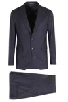 Tagliatore Pinstripe Wool Suit With Spear Lapel In Blue