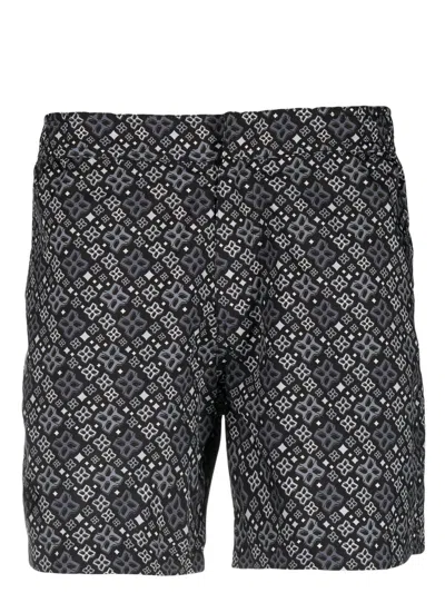 Tagliatore Abstract-pattern Swim Shorts In Black