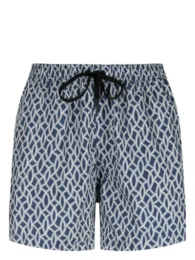 Tagliatore Abstract-pattern Swim Shorts In Blue
