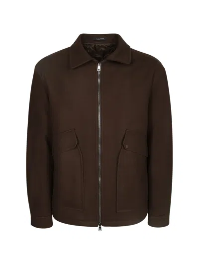 Tagliatore Adam Zip-up Jacket In Brown