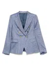 Tagliatore Double-breasted Cotton Jacket With Structured Shoulders In Blue