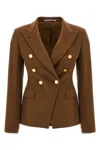 Tagliatore Double-breasted Peak-lapel Blazer In Brown