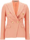 Tagliatore Double-breasted Tailored Jacket With Textured Finish In Pink
