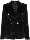 Tagliatore Jalicya Velvet Double-breasted Blazer In Brown