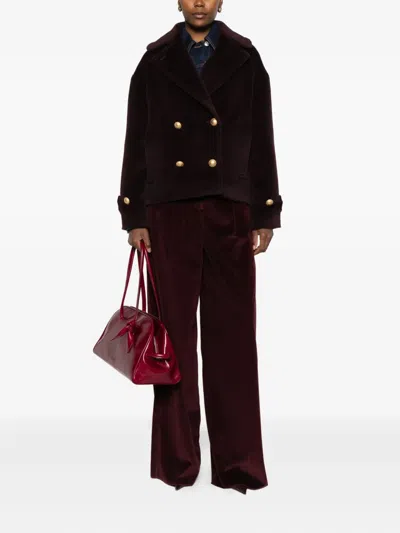 Tagliatore Alpaca Double-breasted Coat In Brown