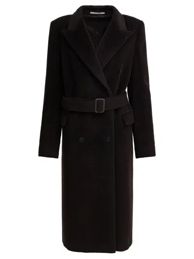 Tagliatore Alpaca Long Coat Jackets And Coats Brown In Black