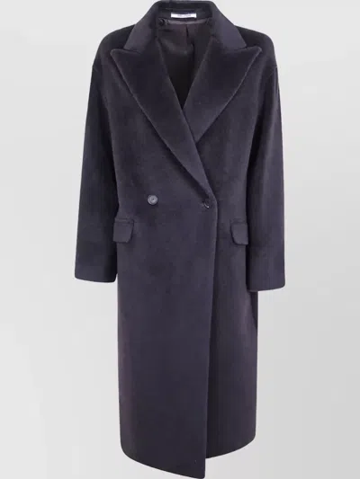 Tagliatore Alpaca Virgin Wool Double-breasted Long Coat In Purple