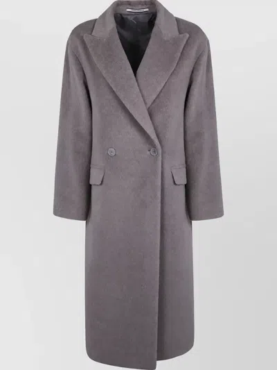 Tagliatore Alpaca Wool Double-breasted Long Coat In Gray