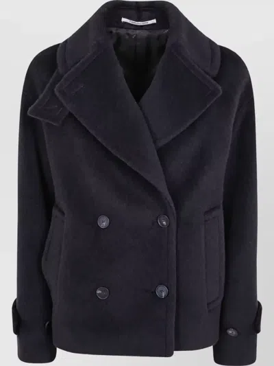 Tagliatore Alpaca Wool Virgin Wool Peacoat In Black