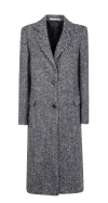 Tagliatore Herringbone Pattern Long Sleeve Coat In Gray