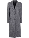 Tagliatore Herringbone Pattern Long Sleeve Coat In Gray