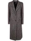 Tagliatore Herringbone Long Sleeve Coat Side Pockets In Brown