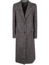 Tagliatore Black Chevron Wool Blend Amanda Coat In Gray