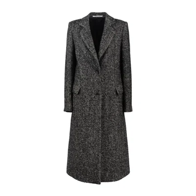 Tagliatore Amanda Herringbone Coat In Gray