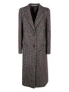 Tagliatore Herringbone Long Sleeve Coat Side Pockets In Brown