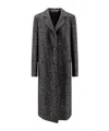Tagliatore Herringbone Pattern Long Sleeve Coat In Gray